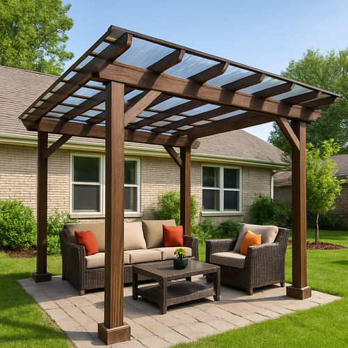pergola with polycarbonate covering