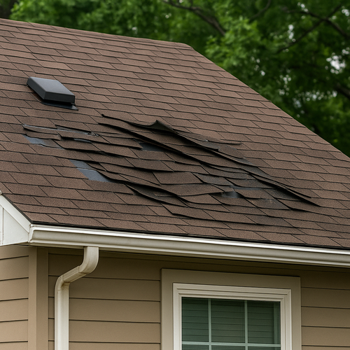 wind damage on a residential roof